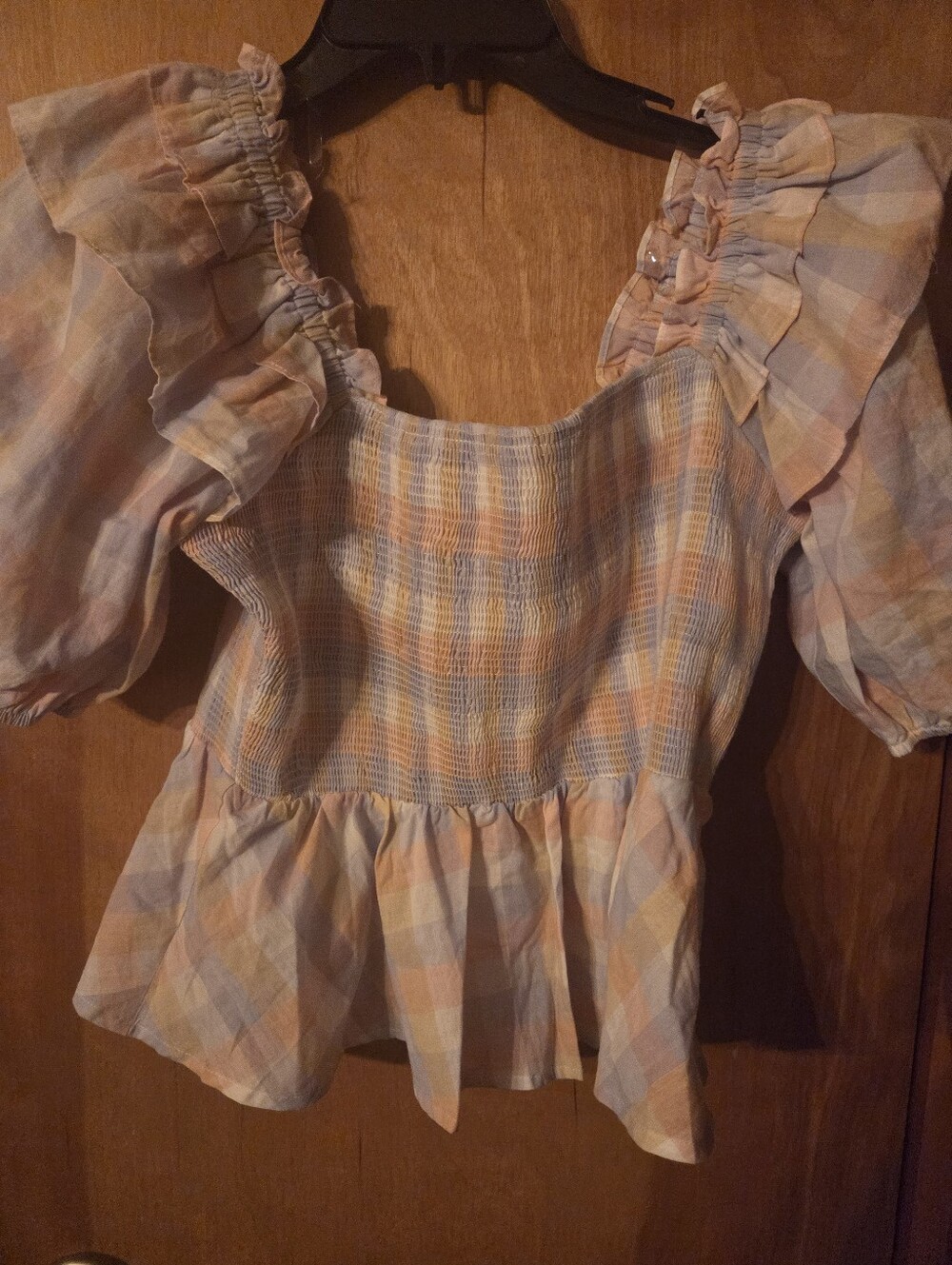 Entro Ruthie Blouse in Blush Pink Floral Peplum and versatile top L